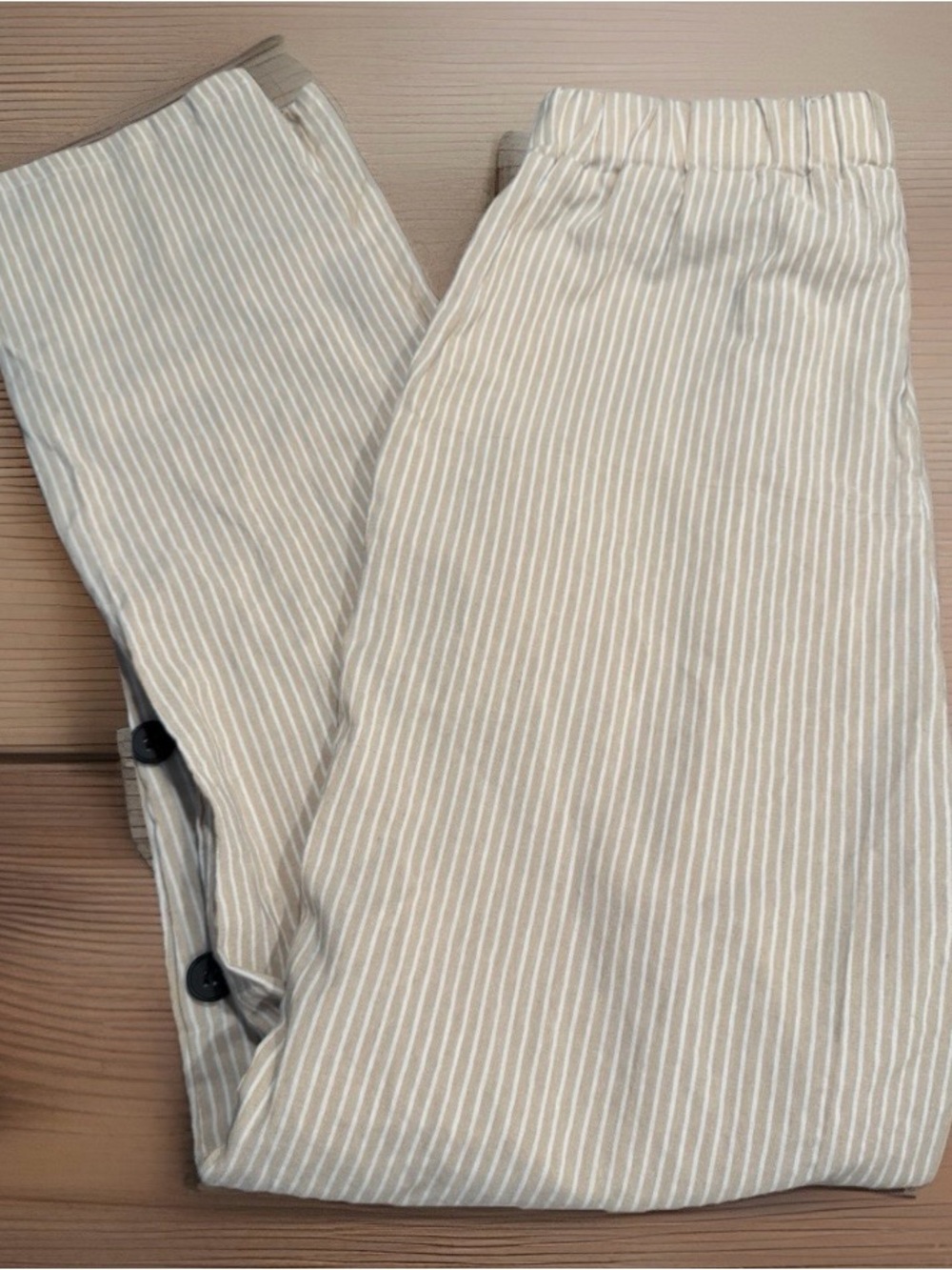 Striped Beige Women's Pull-On Chinos